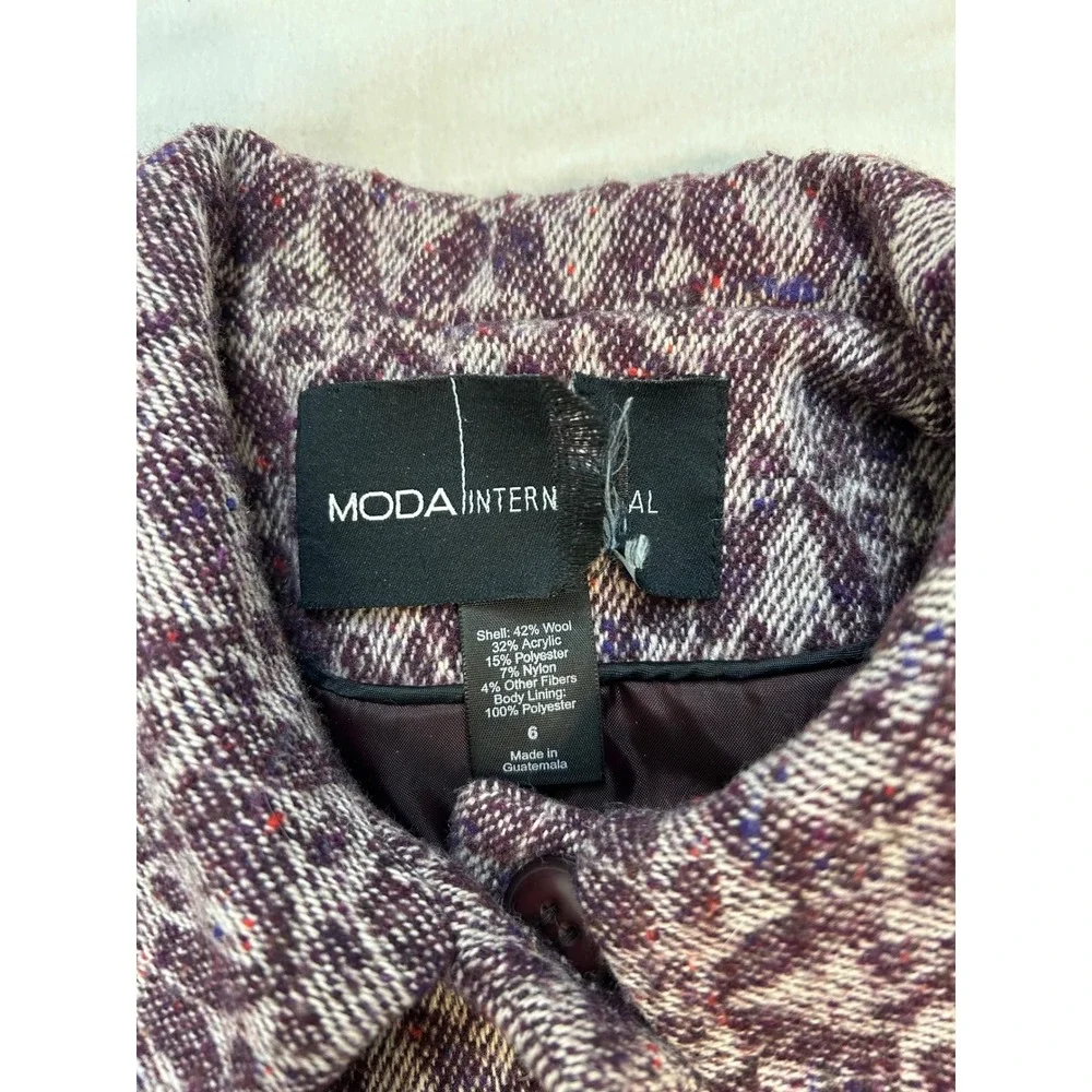 Victoria's Secret Moda Purple Unique Y2K Geometric Wool Blend Button Trench S6